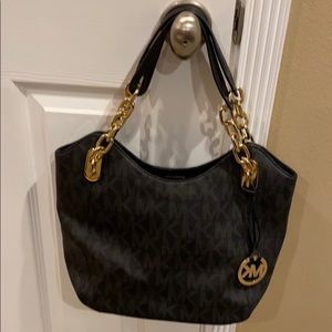 Michael kits black leather bag